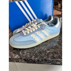 adidas Samba Sneakers in Sky Blue and White with Cream Accents